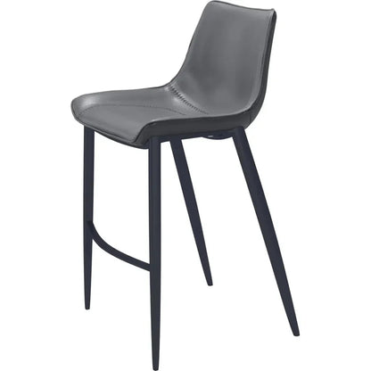 Magnus Bar Chair 2PC Dark Gray & Black - LOOMLAN - Zuo Modern - Bar Stools