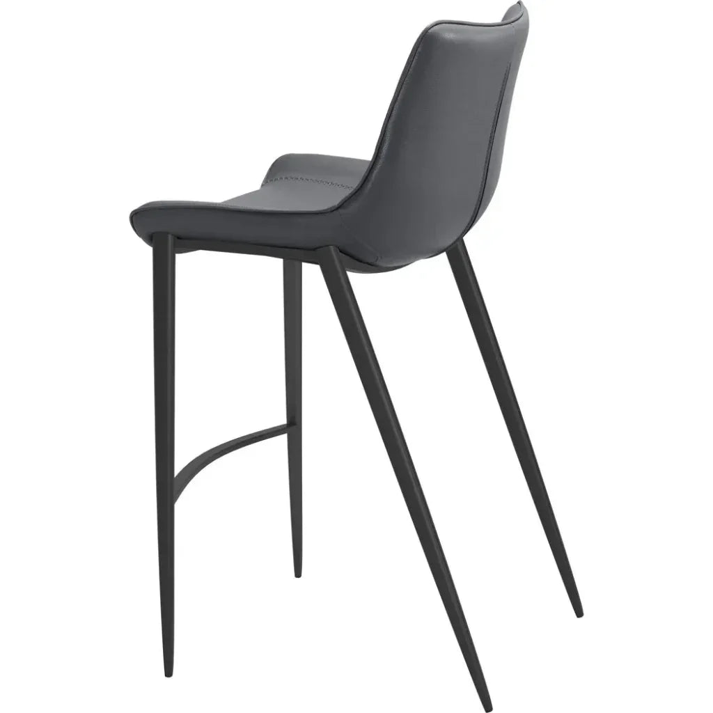 Magnus Bar Chair 2PC Dark Gray & Black - LOOMLAN - Zuo Modern - Bar Stools