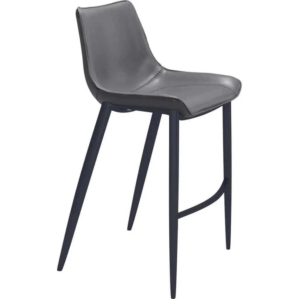 Magnus Bar Chair 2PC Dark Gray & Black - LOOMLAN - Zuo Modern - Bar Stools