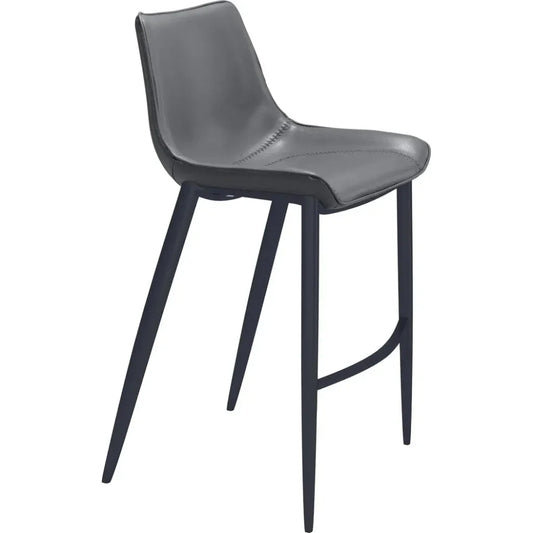 Magnus Bar Chair 2PC Dark Gray & Black - LOOMLAN - Zuo Modern - Bar Stools