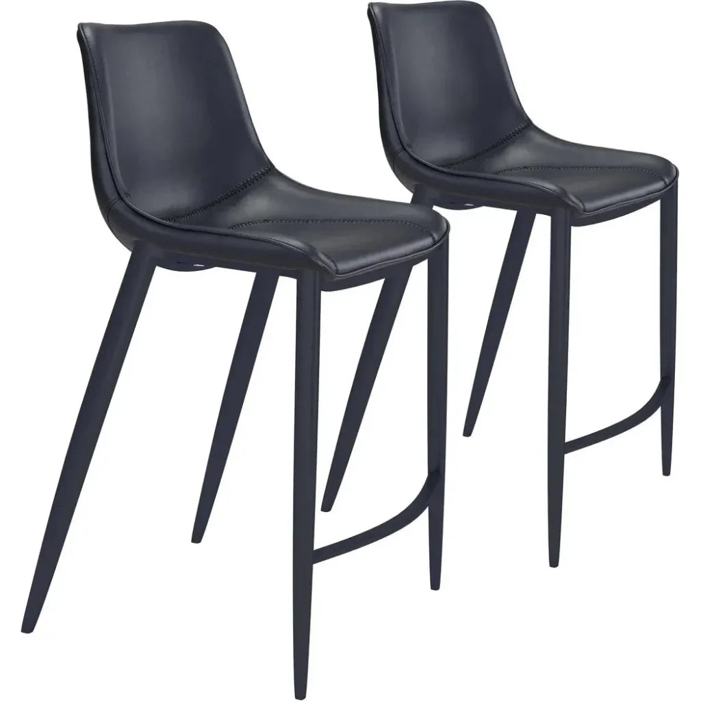 Magnus Bar Chair (Set of 2) Black - LOOMLAN - Zuo Modern - Bar Stools