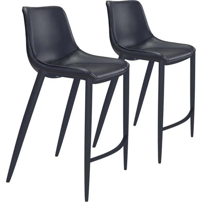 Magnus Bar Chair (Set of 2) Black - LOOMLAN - Zuo Modern - Bar Stools