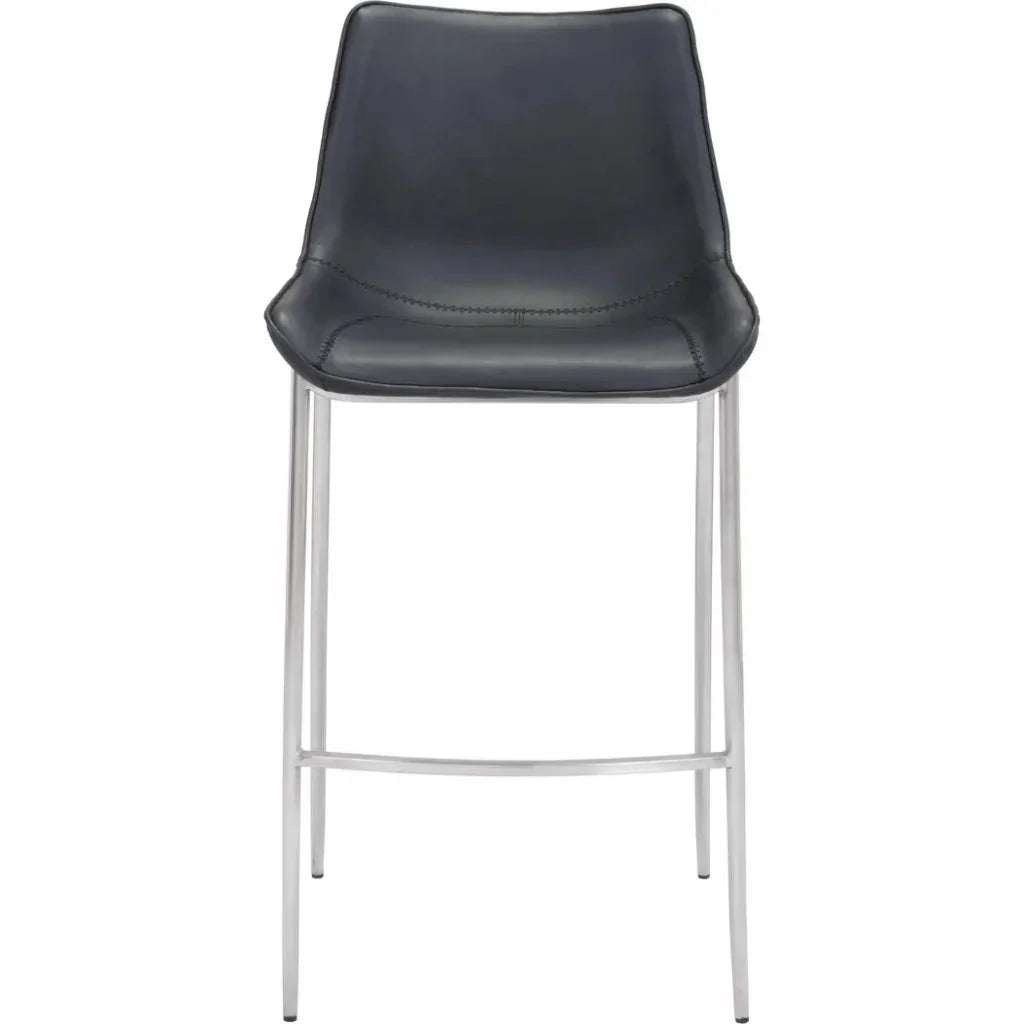 Magnus Bar Chair (Set of 2) Black & Silver - LOOMLAN - Zuo Modern - Bar Stools