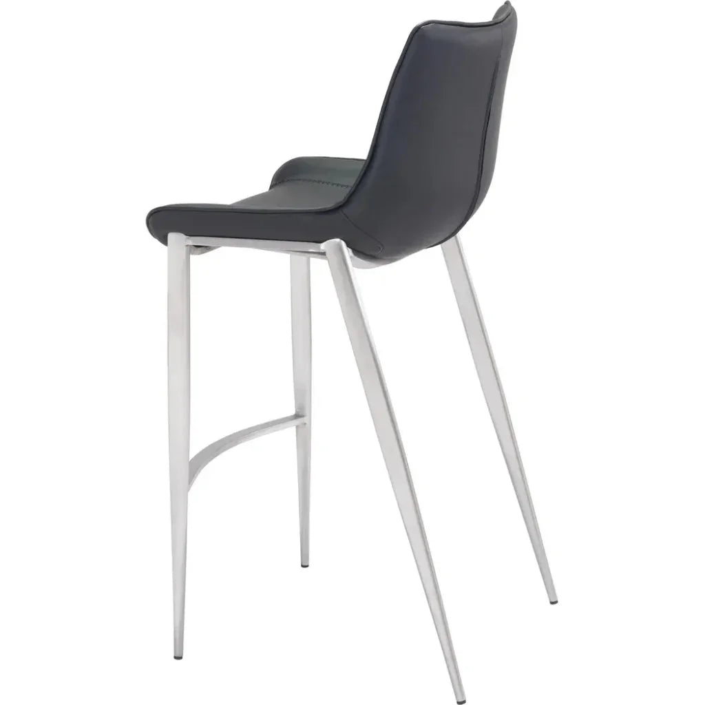 Magnus Bar Chair (Set of 2) Black & Silver - LOOMLAN - Zuo Modern - Bar Stools