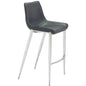 Magnus Bar Chair (Set of 2) Black & Silver - LOOMLAN - Zuo Modern - Bar Stools
