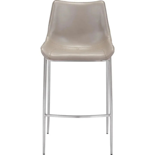 Magnus Bar Chair (Set of 2) Gray & Silver - LOOMLAN - Zuo Modern - Bar Stools