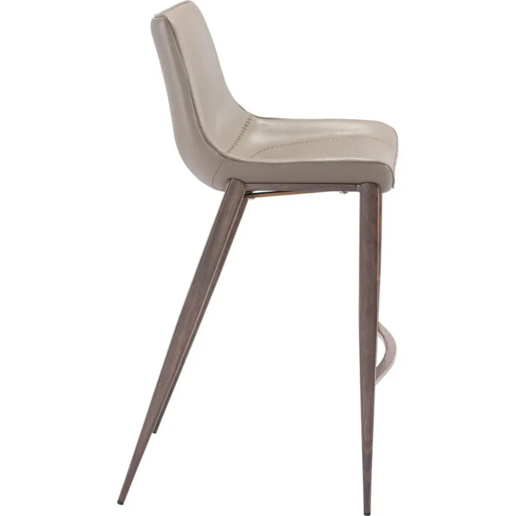 Magnus Bar Chair (Set of 2) Gray & Walnut - LOOMLAN - Zuo Modern - Bar Stools