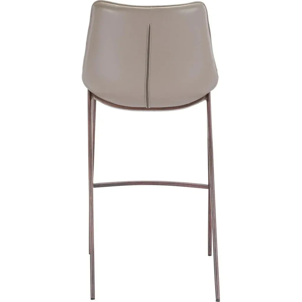Magnus Bar Chair (Set of 2) Gray & Walnut - LOOMLAN - Zuo Modern - Bar Stools
