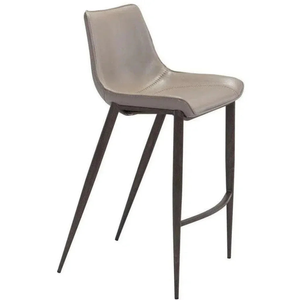Magnus Bar Chair (Set of 2) Gray & Walnut - LOOMLAN - Zuo Modern - Bar Stools