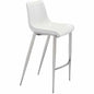Magnus Bar Chair (Set of 2) White & Silver - LOOMLAN - Zuo Modern - Bar Stools