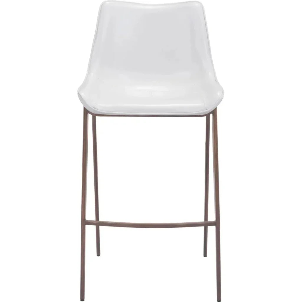 Magnus Bar Chair (Set of 2) White & Walnut - LOOMLAN - Zuo Modern - Bar Stools
