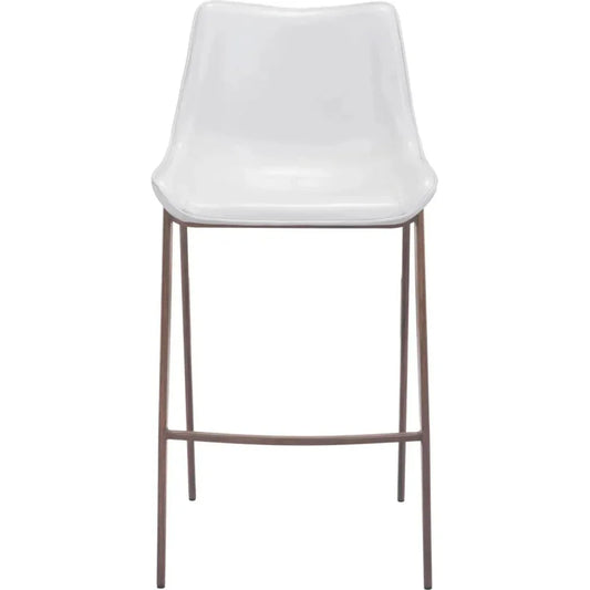 Magnus Bar Chair (Set of 2) White & Walnut - LOOMLAN - Zuo Modern - Bar Stools