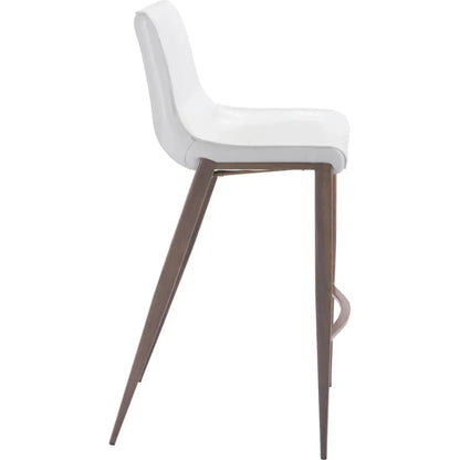 Magnus Bar Chair (Set of 2) White & Walnut - LOOMLAN - Zuo Modern - Bar Stools