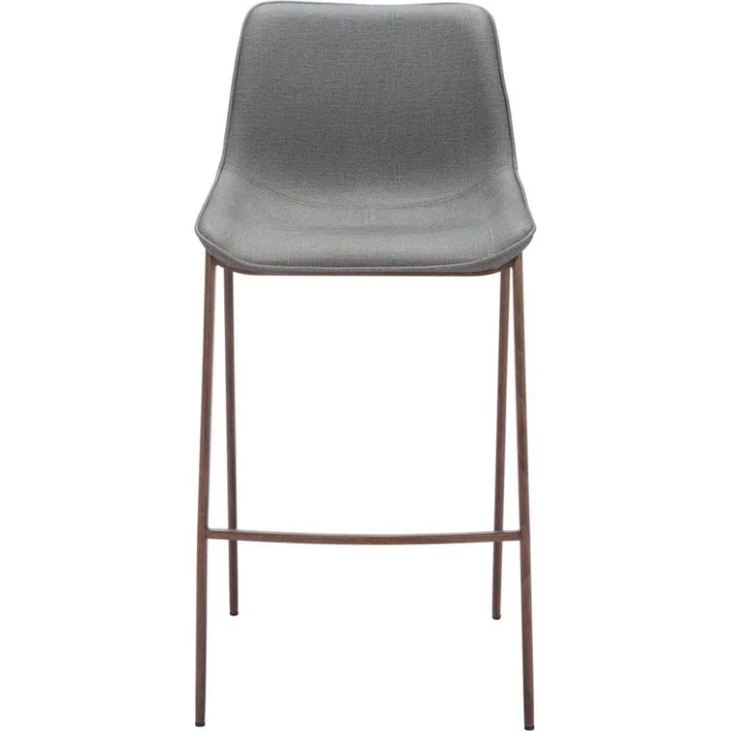 Magnus Barstool 2PC Slate Gray & Walnut - LOOMLAN - Zuo Modern - Bar Stools