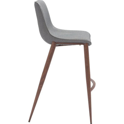Magnus Barstool 2PC Slate Gray & Walnut - LOOMLAN - Zuo Modern - Bar Stools