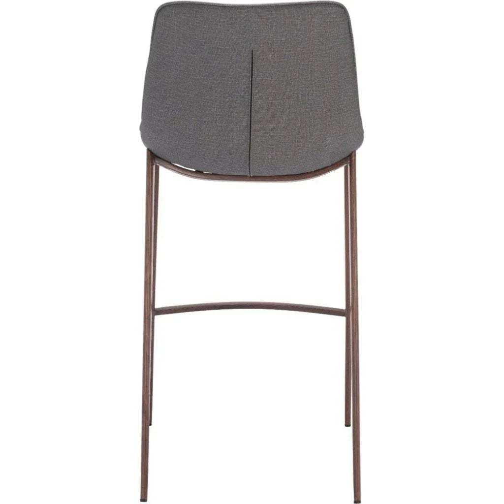 Magnus Barstool 2PC Slate Gray & Walnut - LOOMLAN - Zuo Modern - Bar Stools