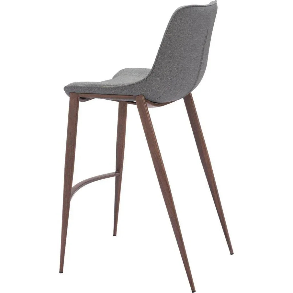Magnus Barstool 2PC Slate Gray & Walnut - LOOMLAN - Zuo Modern - Bar Stools