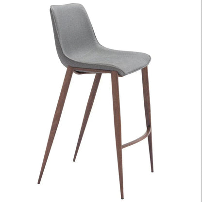 Magnus Barstool 2PC Slate Gray & Walnut - LOOMLAN - Zuo Modern - Bar Stools