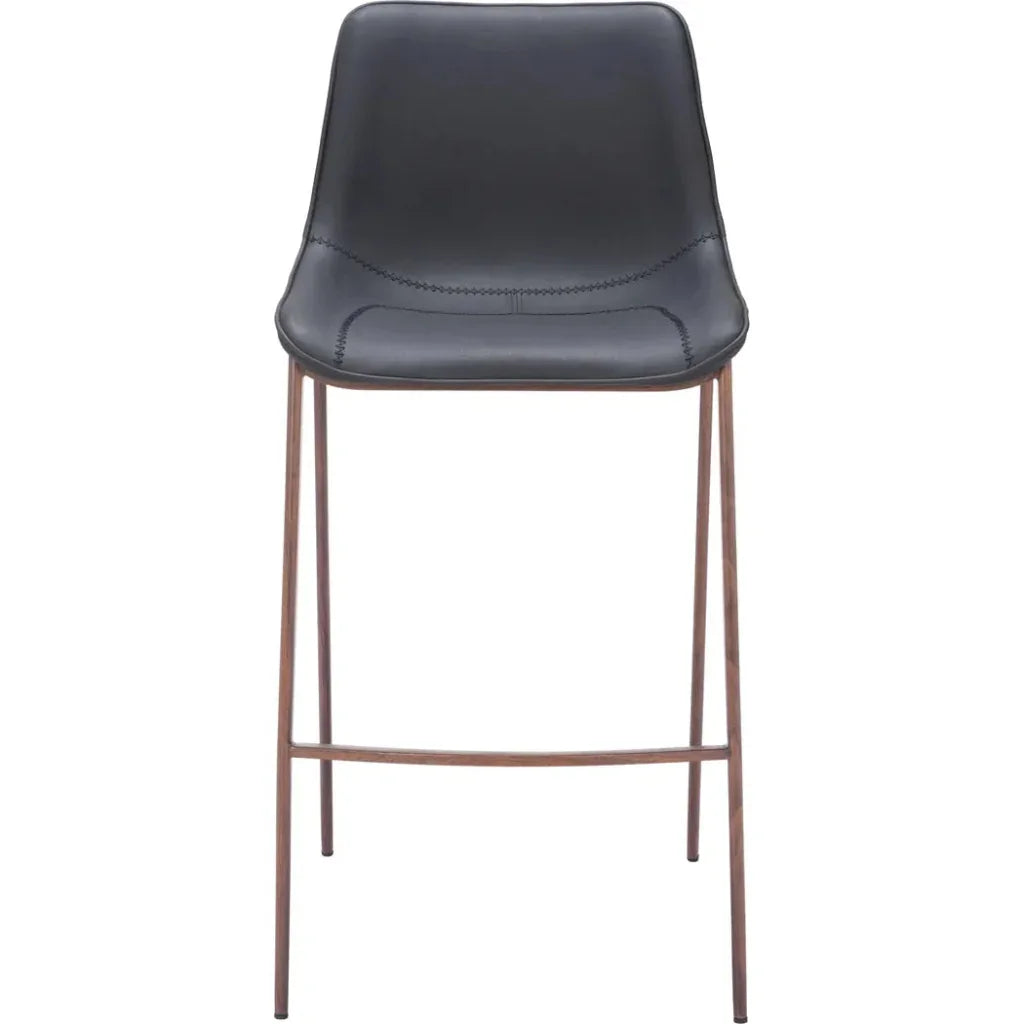 Magnus Barstool (Set of 2) Black & Walnut - LOOMLAN - Zuo Modern - Bar Stools
