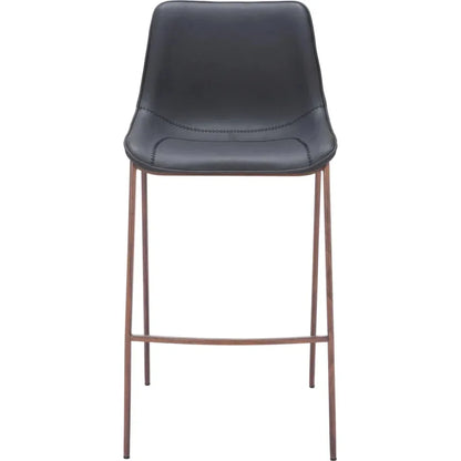 Magnus Barstool (Set of 2) Black & Walnut - LOOMLAN - Zuo Modern - Bar Stools