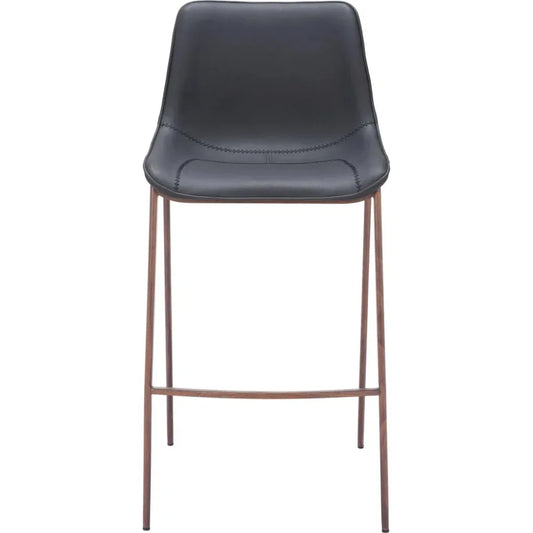 Magnus Barstool (Set of 2) Black & Walnut - LOOMLAN - Zuo Modern - Bar Stools