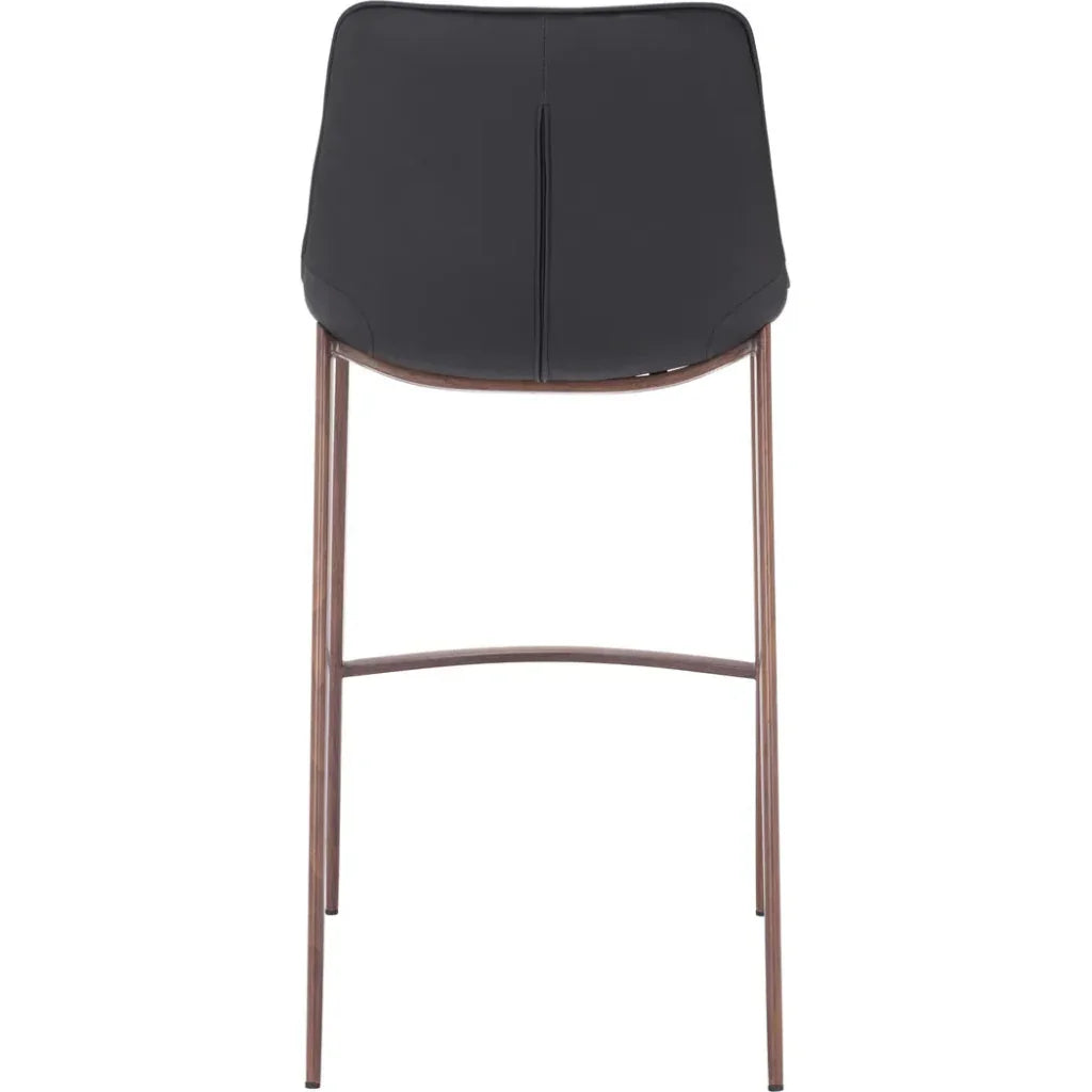 Magnus Barstool (Set of 2) Black & Walnut - LOOMLAN - Zuo Modern - Bar Stools