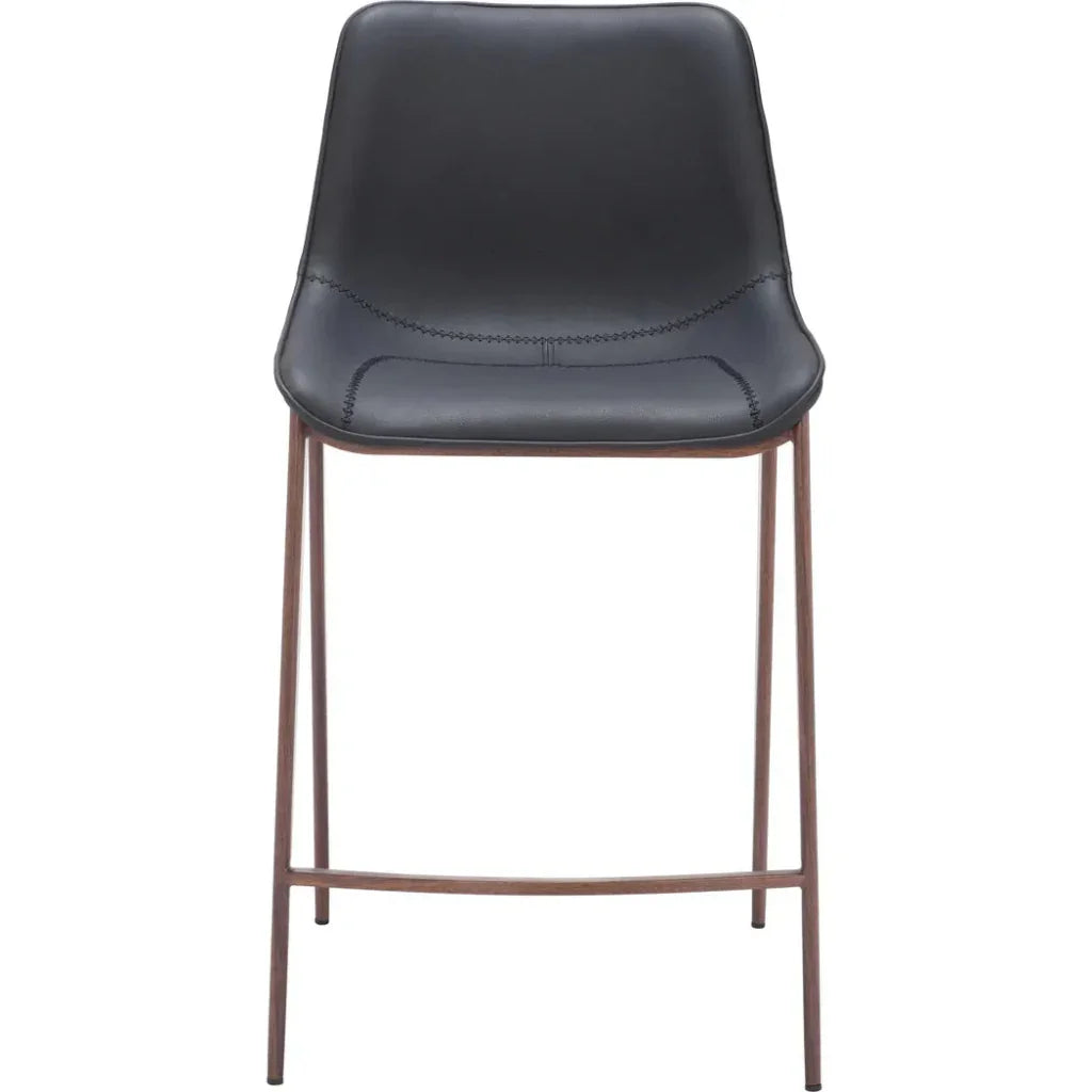 Magnus Counter Stool 2PC Black & Walnut - LOOMLAN - Zuo Modern - Counter Stools