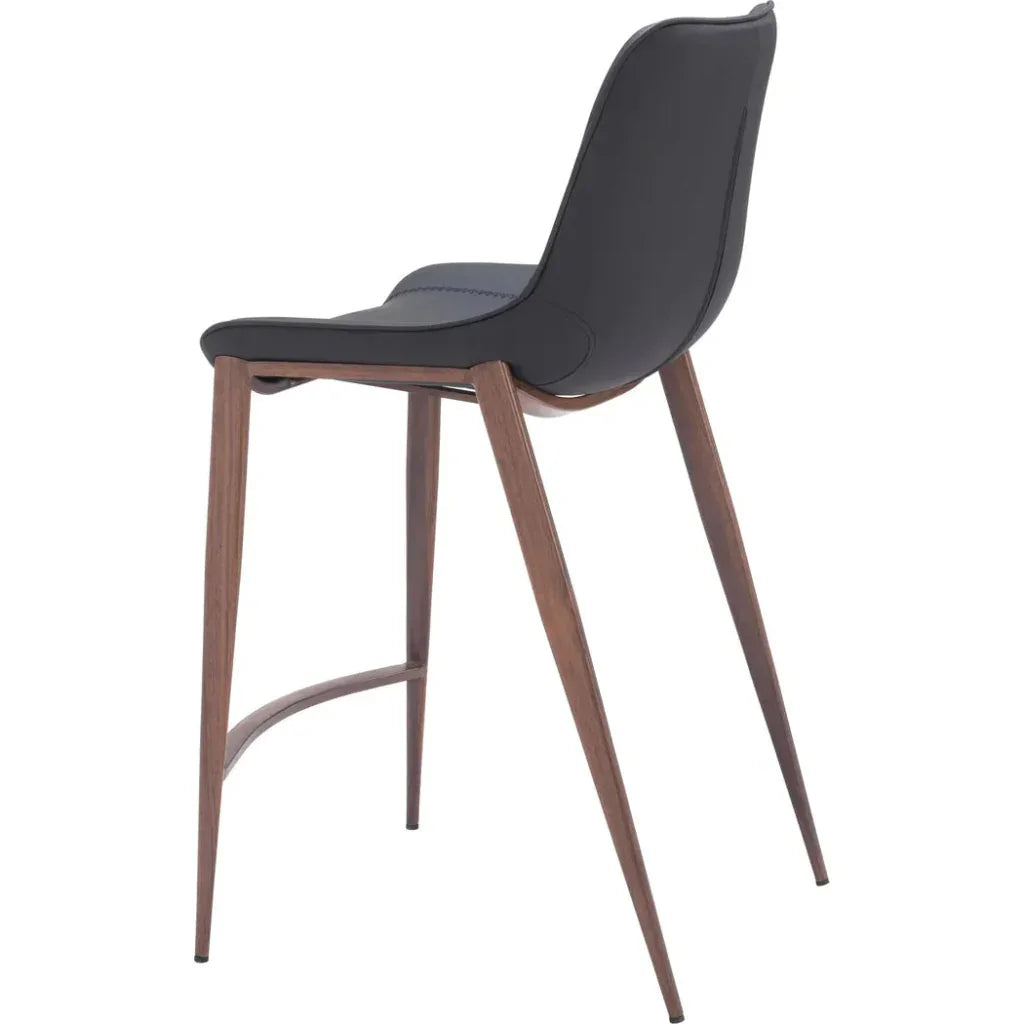 Magnus Counter Stool 2PC Black & Walnut - LOOMLAN - Zuo Modern - Counter Stools