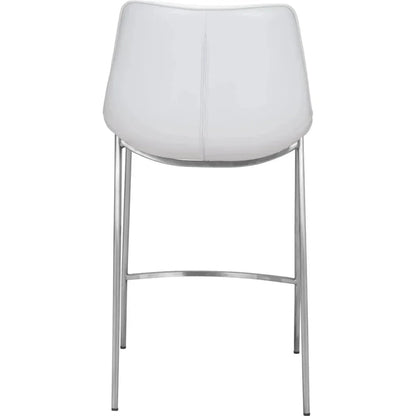 Magnus Counter Stool 2PC White & Silver - LOOMLAN - Zuo Modern - Counter Stools