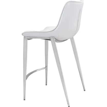 Magnus Counter Stool 2PC White & Silver - LOOMLAN - Zuo Modern - Counter Stools