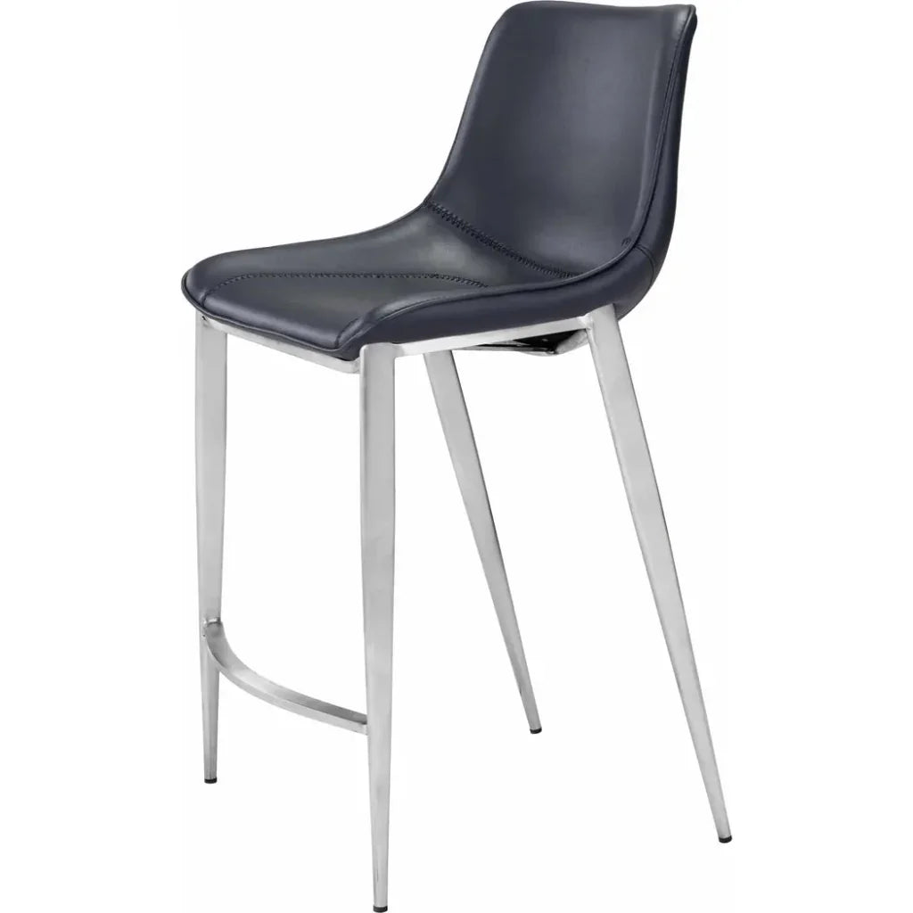 Magnus Counter Stool Set Black & Silver - LOOMLAN - Zuo Modern - Counter Stools