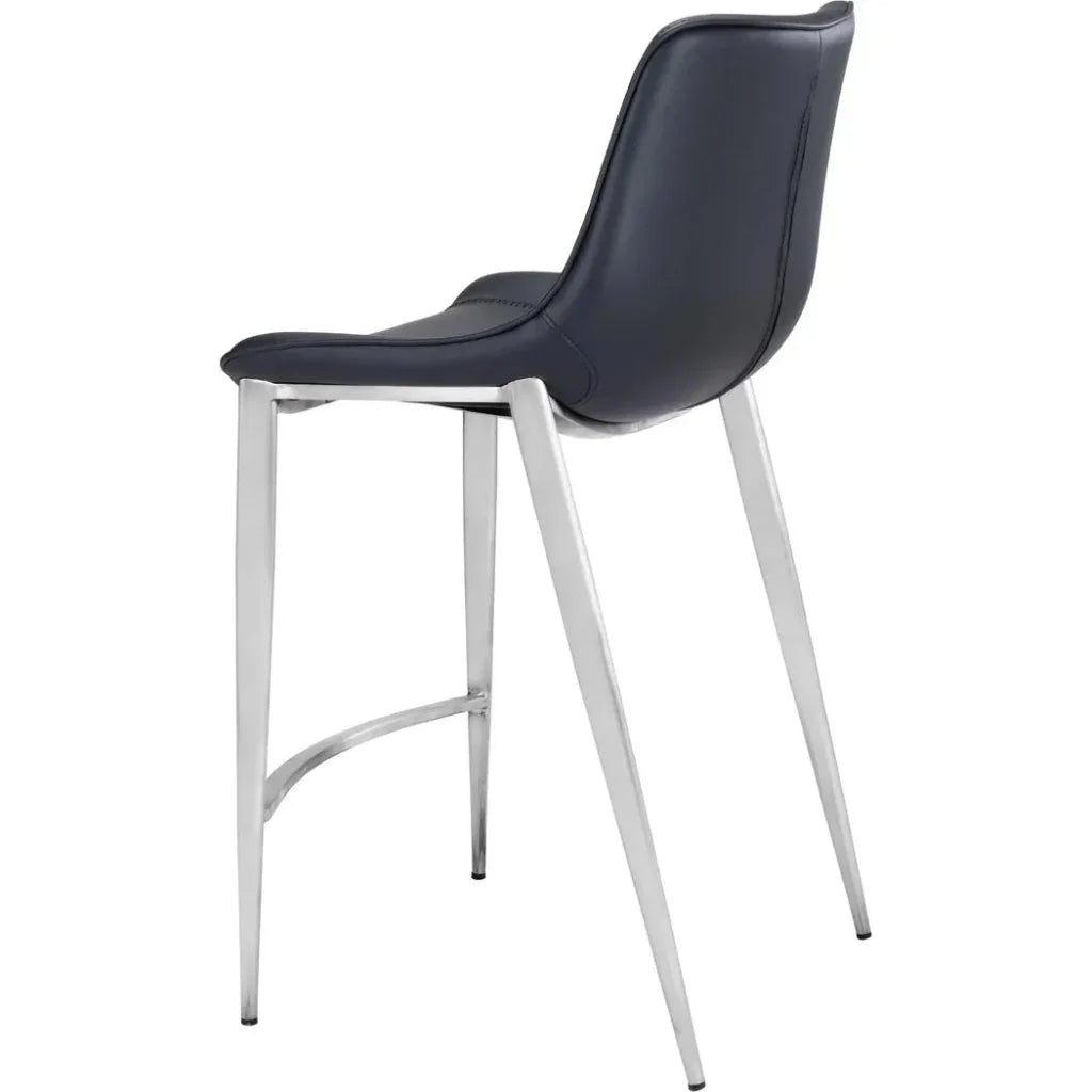 Magnus Counter Stool Set Black & Silver - LOOMLAN - Zuo Modern - Counter Stools