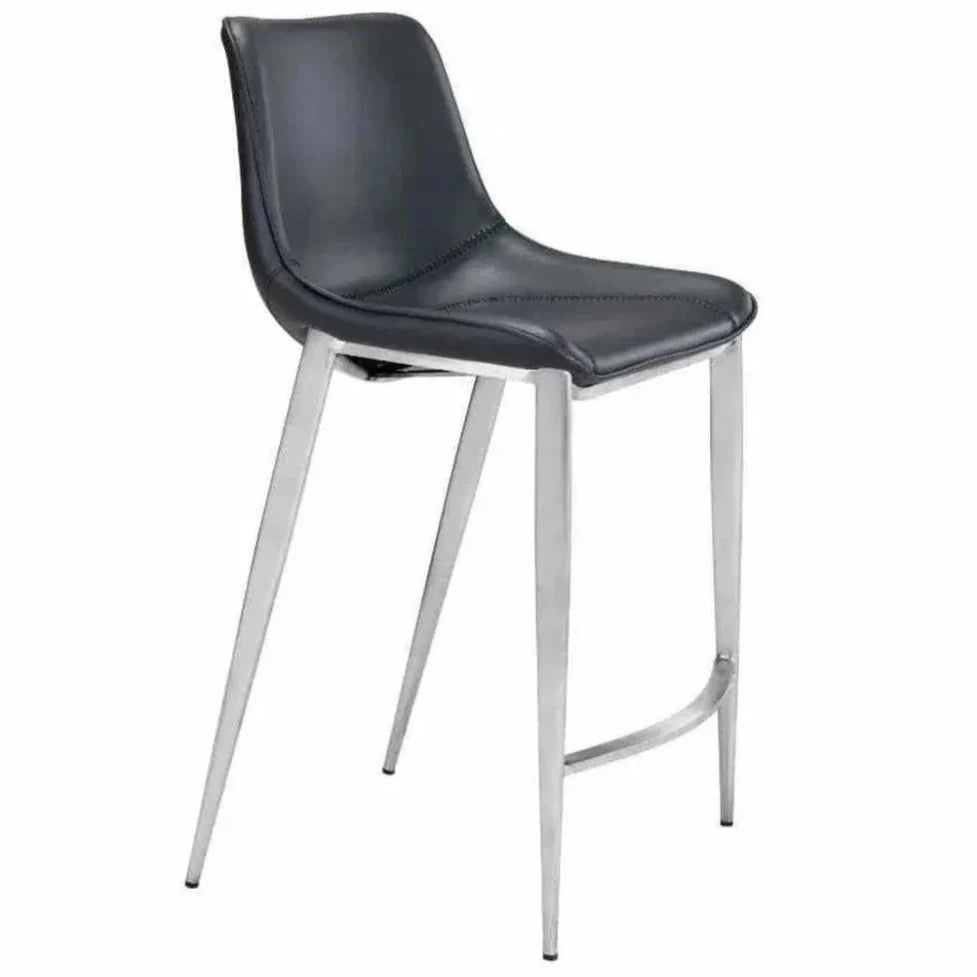 Magnus Counter Stool Set Black & Silver - LOOMLAN - Zuo Modern - Counter Stools