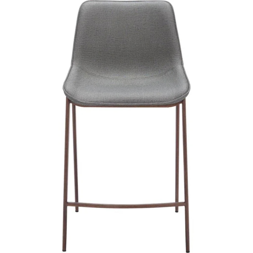 Magnus Counter Stool 2PC Slate Gray & Walnut - LOOMLAN - Zuo Modern - Counter Stools