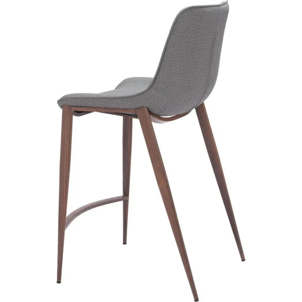 Magnus Counter Stool 2PC Slate Gray & Walnut - LOOMLAN - Zuo Modern - Counter Stools