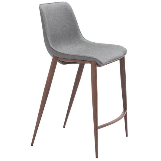 Magnus Counter Stool 2PC Slate Gray & Walnut - LOOMLAN - Zuo Modern - Counter Stools
