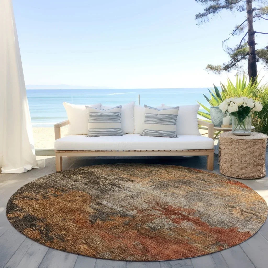 Mahari Brown Washable Indoor - Outdoor Rug - LOOMLAN - LOOMLAN Rugs - Outdoor Rugs