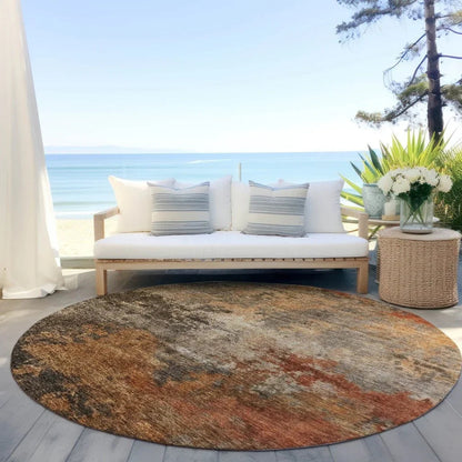 Mahari Brown Washable Indoor - Outdoor Rug - LOOMLAN - LOOMLAN Rugs - Outdoor Rugs