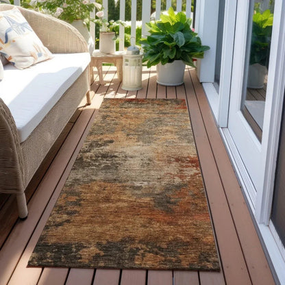 Mahari Brown Washable Indoor - Outdoor Rug - LOOMLAN - LOOMLAN Rugs - Outdoor Rugs