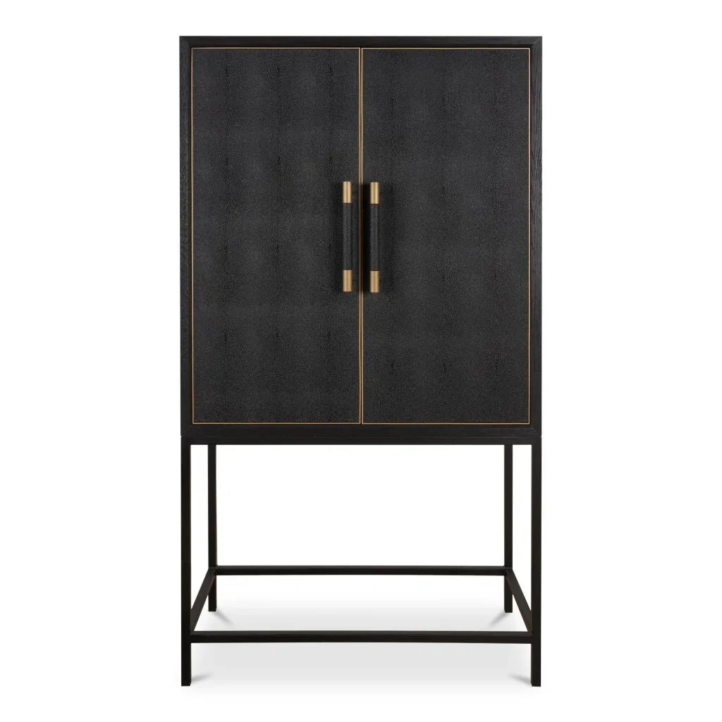 Mako Black Solid Oak Bar Cabinet-Home Bar Cabinets-Moe's Home-LOOMLAN