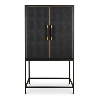 Mako Black Solid Oak Bar Cabinet-Home Bar Cabinets-Moe's Home-LOOMLAN