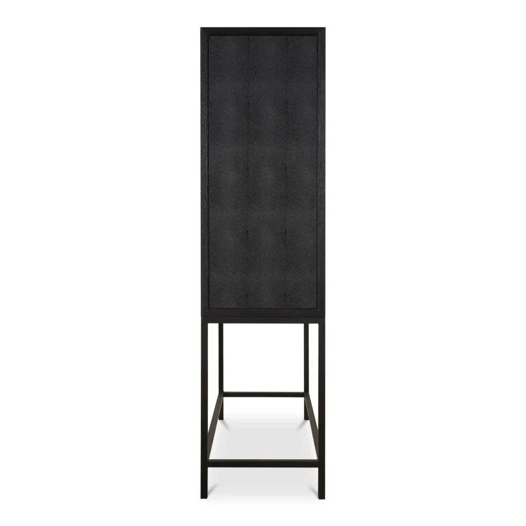 Mako Black Solid Oak Bar Cabinet-Home Bar Cabinets-Moe's Home-LOOMLAN