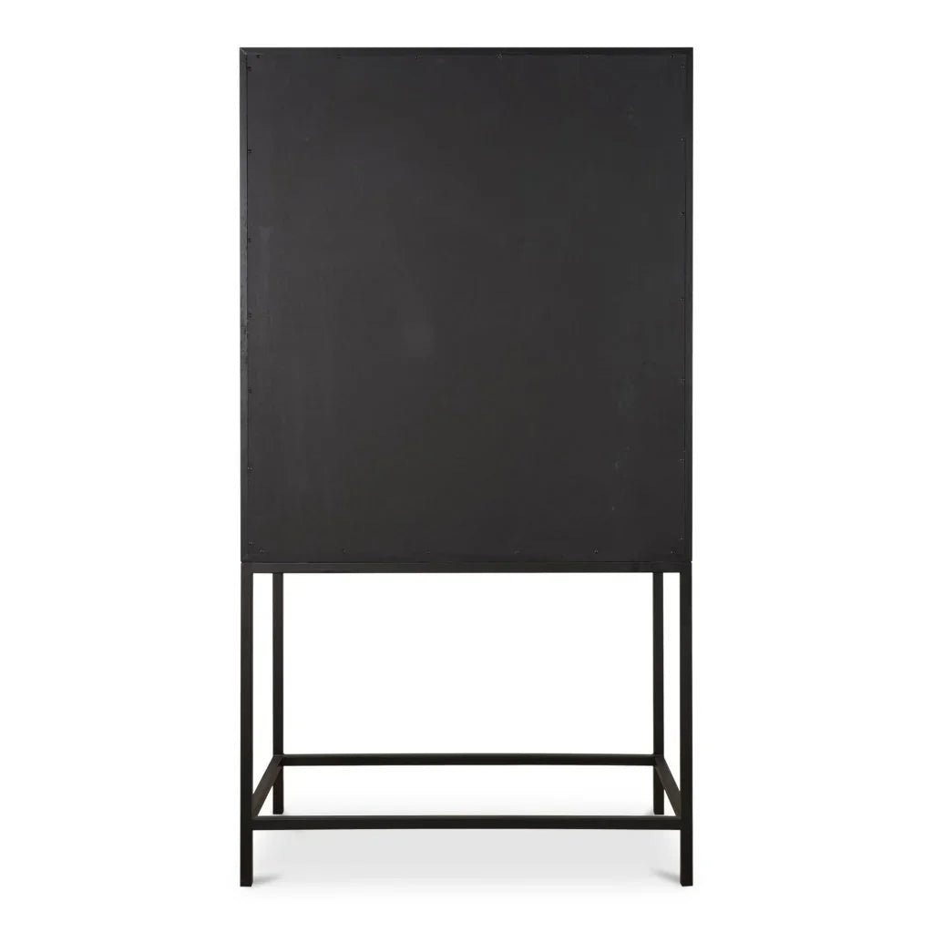 Mako Black Solid Oak Bar Cabinet-Home Bar Cabinets-Moe's Home-LOOMLAN