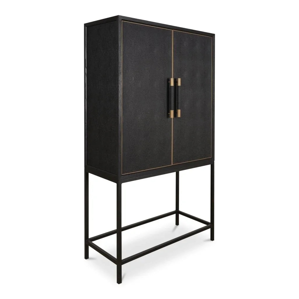 Mako Black Solid Oak Bar Cabinet-Home Bar Cabinets-Moe's Home-LOOMLAN