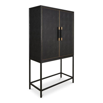 Mako Black Solid Oak Bar Cabinet-Home Bar Cabinets-Moe's Home-LOOMLAN