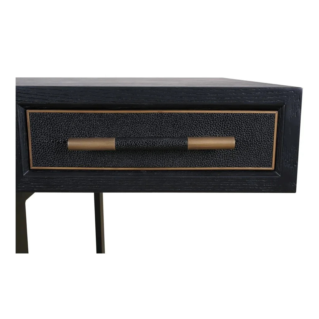 Mako Black Solid Oak With Vegan Leather Desk-Home Office Desks-Moe's Home-LOOMLAN