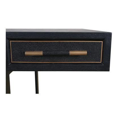 Mako Black Solid Oak With Vegan Leather Desk-Home Office Desks-Moe's Home-LOOMLAN