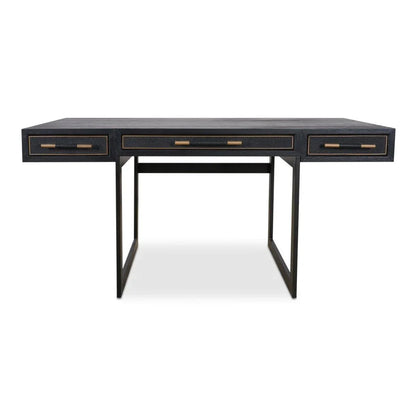 Mako Black Solid Oak With Vegan Leather Desk-Home Office Desks-Moe's Home-LOOMLAN