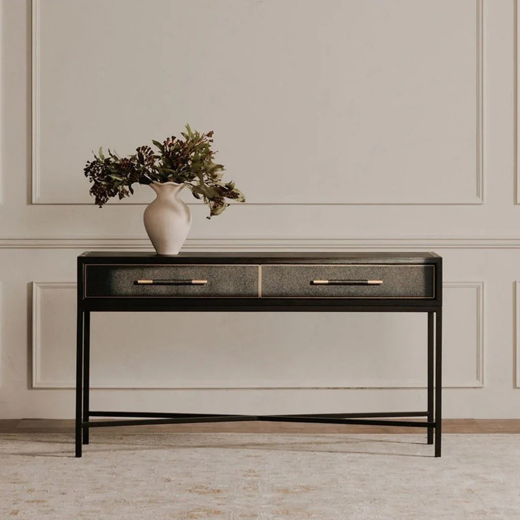 Mako Black With Solid Oak Console Table - LOOMLAN - Moe's Home - Console Tables