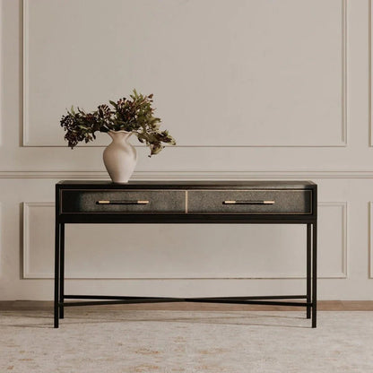 Mako Black With Solid Oak Console Table - LOOMLAN - Moe's Home - Console Tables